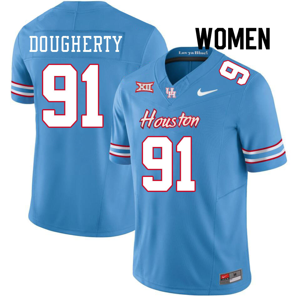 Women #91 Liam Dougherty Houston Cougars College Football Jerseys Stitched-Oilers